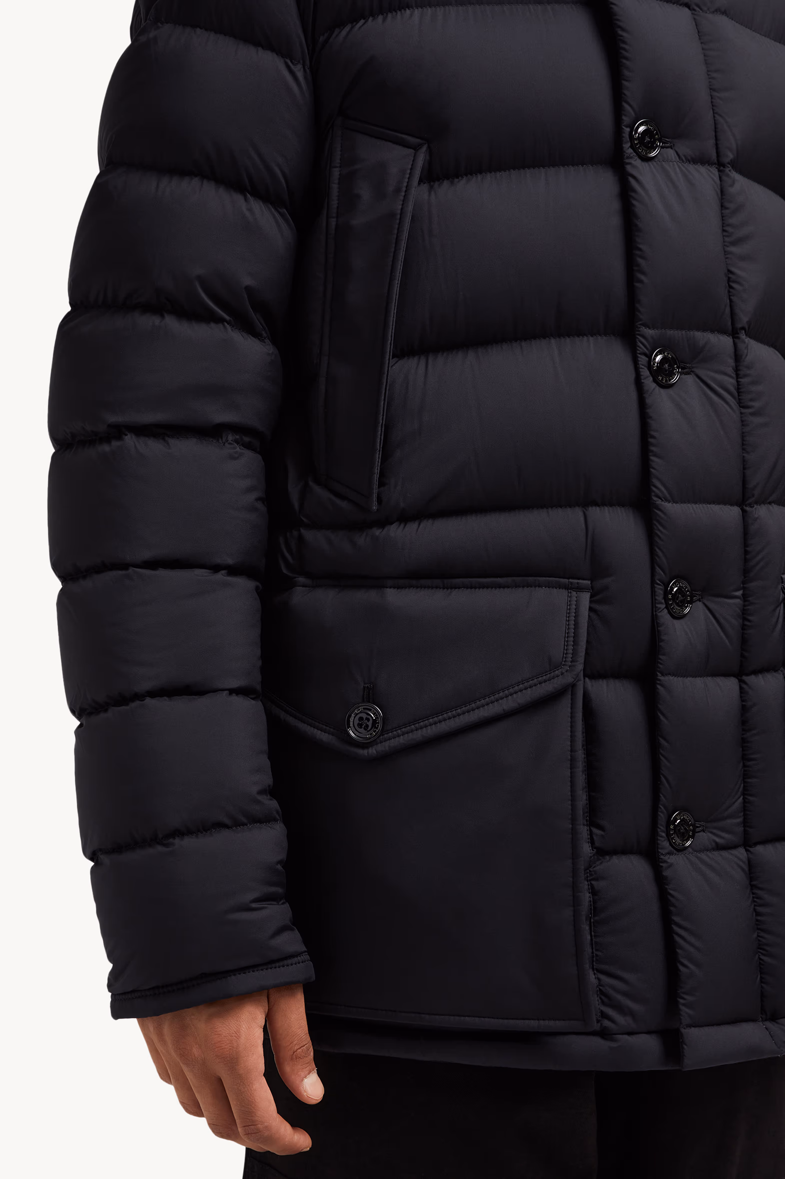 Doudoune mi-longue Clunye à capuche Hommes Noir Moncler 6